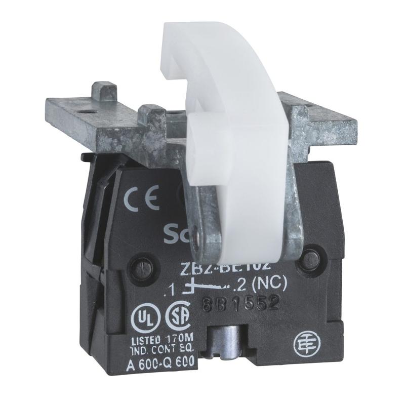 Schneider Electric Harmony XAC, Single contact block, spring return, screw clamp terminal, 1 NC, manufacturer catalog image