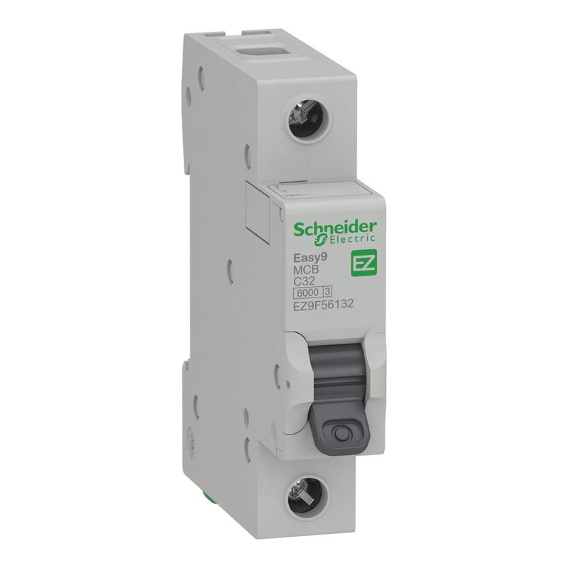Schneider Electric Miniature circuit breaker (MCB), Easy9, 1P, 32A, C curve, 6000A (IEC/EN 60898-1), manufacturer catalog image