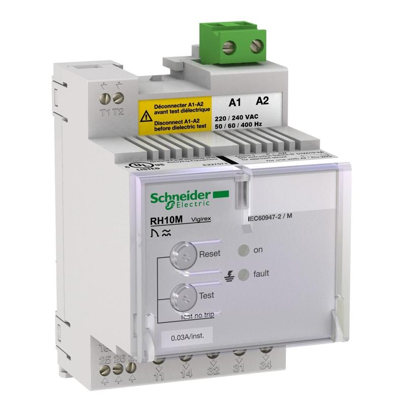 Schneider Electric Earth-leakage relay RH10M - 30 mA - 240 V, manufacturer catalog image