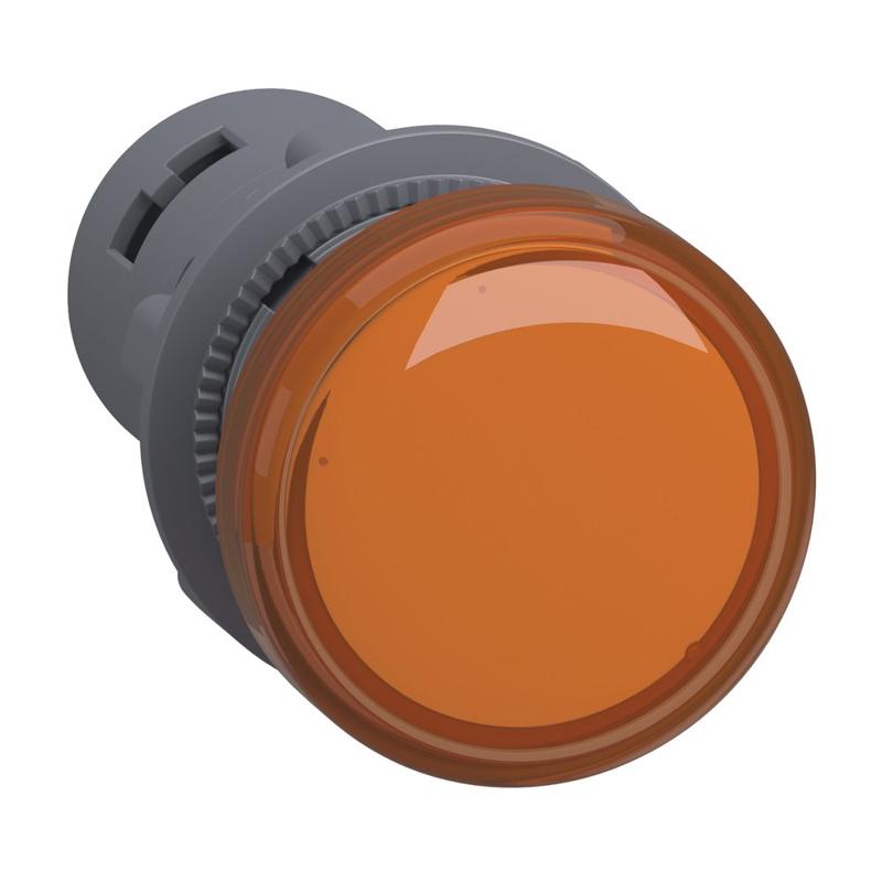 Schneider Electric Pilot light, plastic, amber, Ø 22 mm, with integral LED, 220…230V AC, Anti-interference, manufacturer catalog image