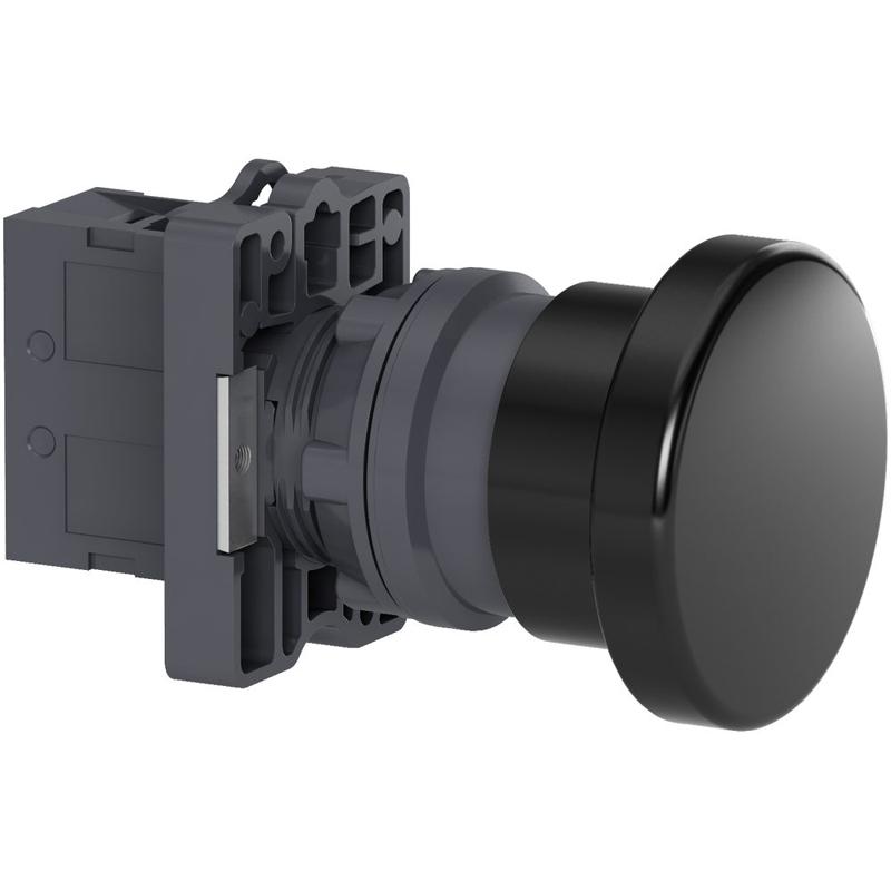 Schneider Electric Easy Harmony XA2E, Push button, plastic, black mushroom head Ø40, Ø22, 1 NO, manufacturer catalog image