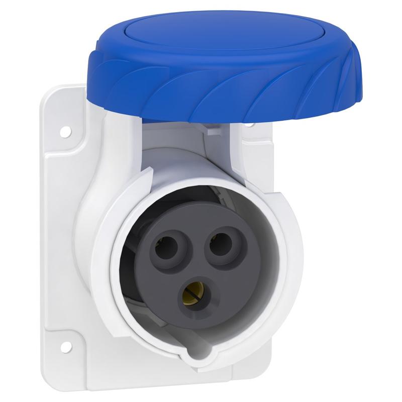 Schneider Electric PratiKa socket - screw - straight - 16A - 2P + E - 200...250 V AC - panel, manufacturer catalog image