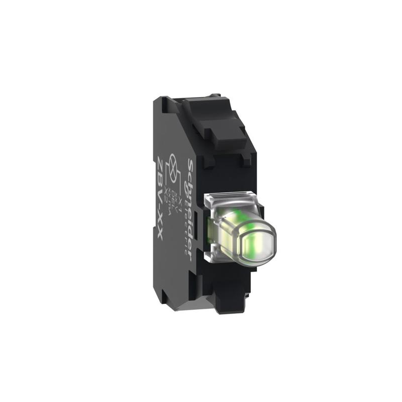 Schneider Electric white light block for head Ø22 integral LED 230...240V screw clamp terminals, manufacturer catalog image