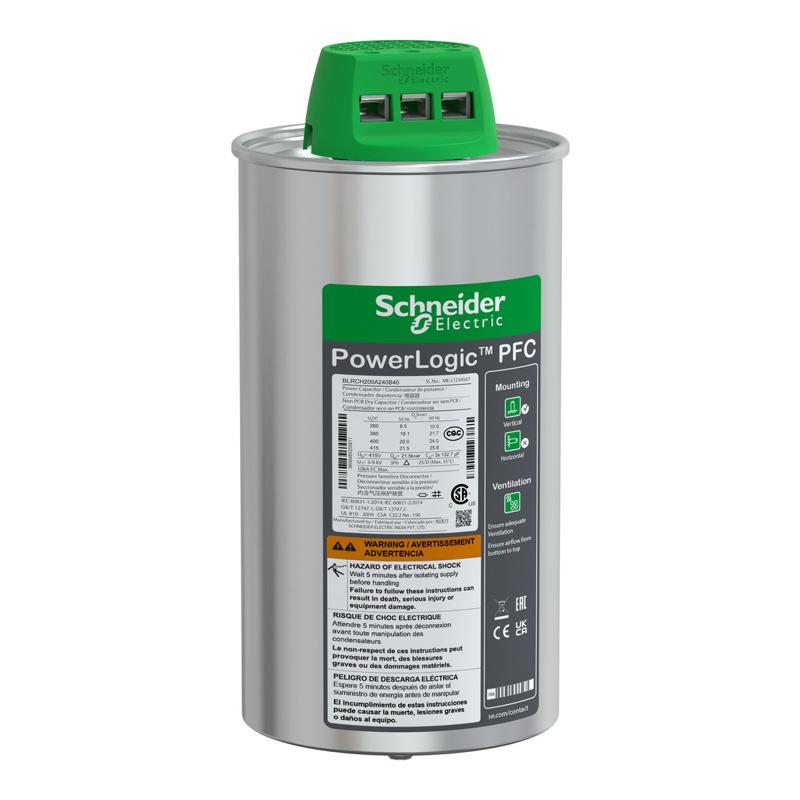 Schneider Electric VarPlus Can HDuty Capacitor - 20/24 kvar - 400 V - 50/60Hz, manufacturer catalog image
