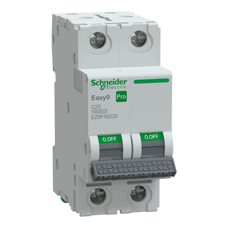 Schneider Electric Miniature Circuit Breaker(MCB), Easy9 Pro, 2P, 25A, C curve, 10000A(IEC/EN 60898-1), 10kA(IEC/EN 60947-2), manufacturer catalog image