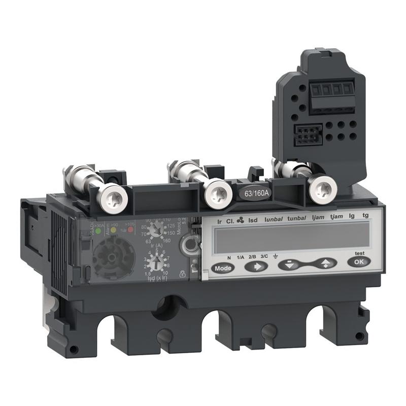 Schneider Electric Trip unit MicroLogic 5.2 E for ComPacT NSX 160/250 circuit breakers, electronic, rating 160A, 3 poles 3d, manufacturer catalog image