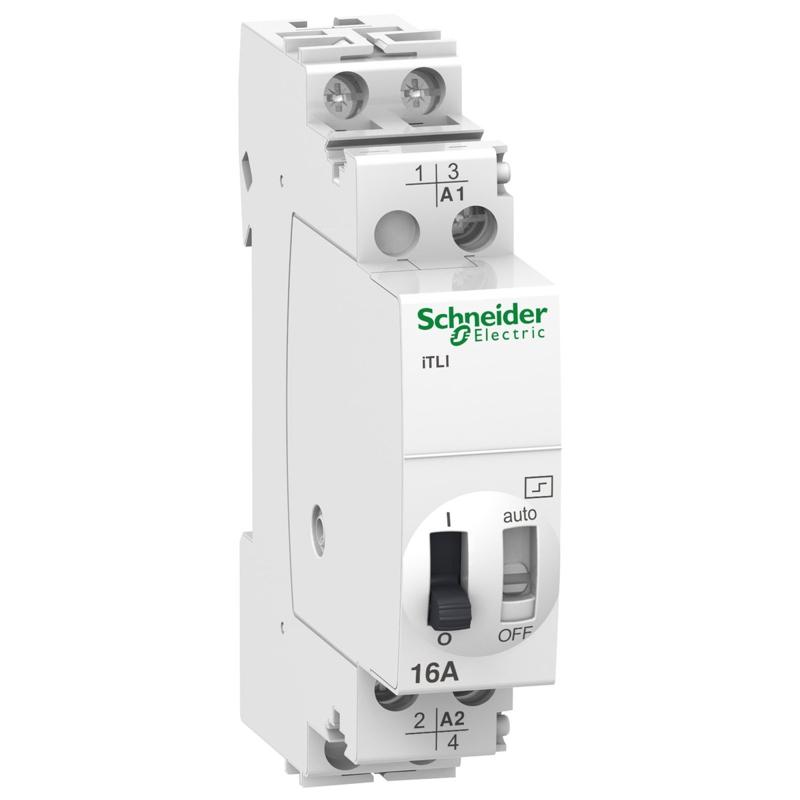 Schneider Electric impulse relay iTLI - 2P - 1NO+1NC - 16A - coil 110 VDC - 230...240 VAC 50/60Hz, manufacturer catalog image