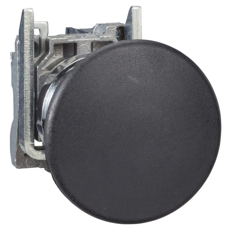 Schneider Electric Harmony XB4, Push button, metal, black mushroom Ø40, Ø22, spring return, unmarked, 1 NO, manufacturer catalog image