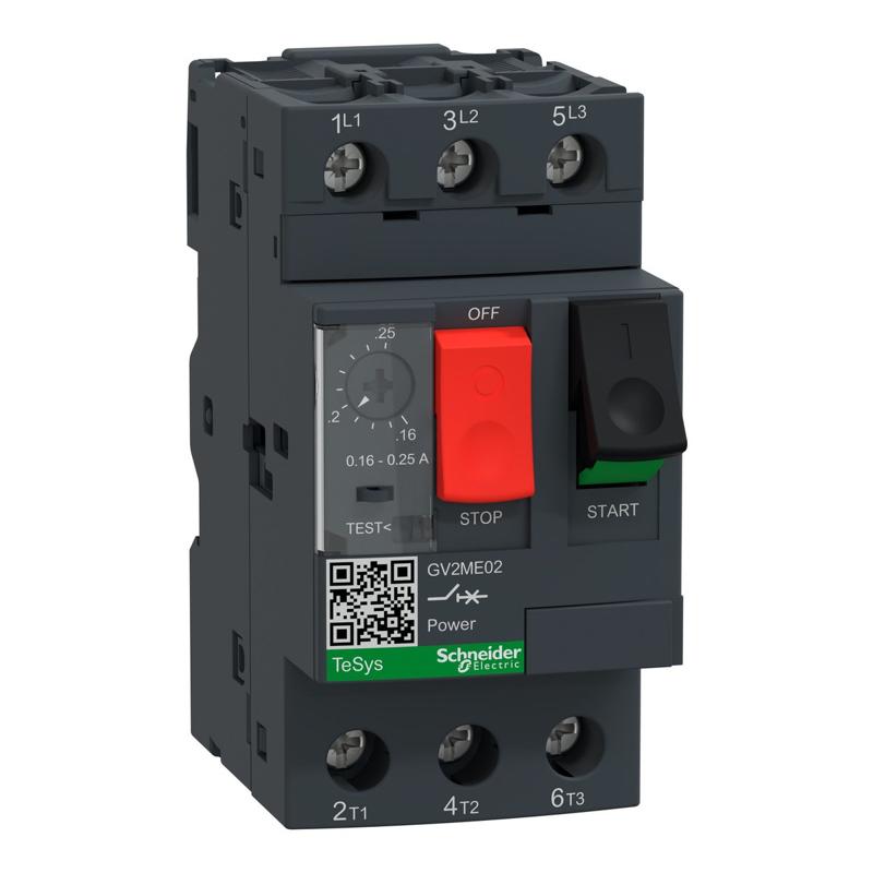 Schneider Electric TeSys GV2 motor circuit breaker, 0.25 A, manufacturer catalog image