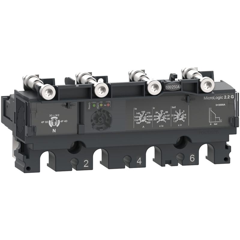 Schneider Electric Trip unit MicroLogic 2.2 G for ComPacT NSX 250 circuit breakers, electronic, rating 250A, 4 poles 4d, manufacturer catalog image