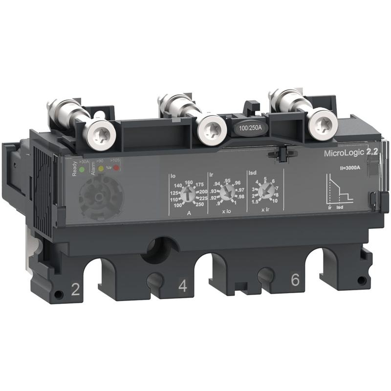 Schneider Electric Trip unit MicroLogic 2.2 for ComPacT NSX 160/250 circuit breakers, electronic, rating 160A, 3 poles 3d, manufacturer catalog image
