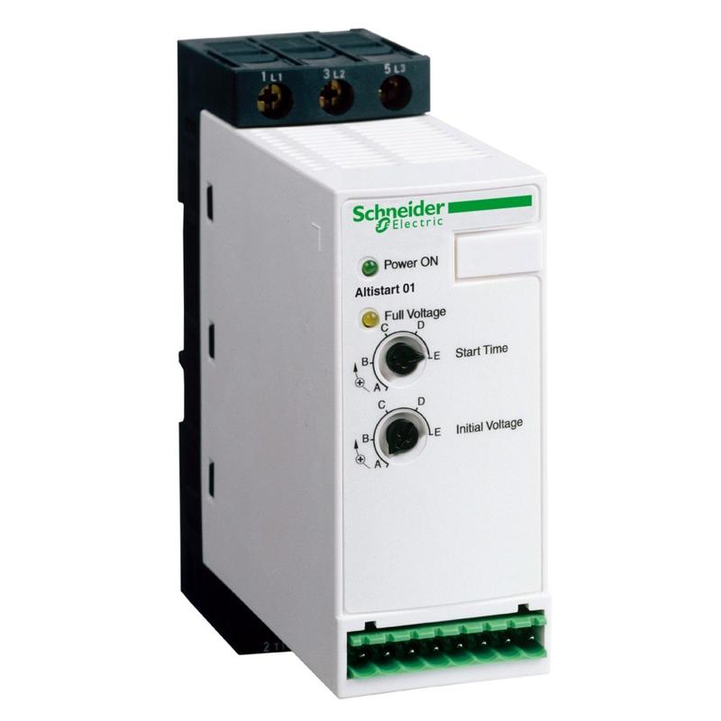 Schneider Electric soft starter for asynchronous motor - ATS01 - 25 A - 110..480V - 2.2..11 KW, manufacturer catalog image