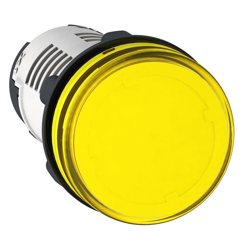 Schneider Electric Monolithic pilot light, plastic, yellow, Ø22, integral LED, 24 V AC/DC, manufacturer catalog image
