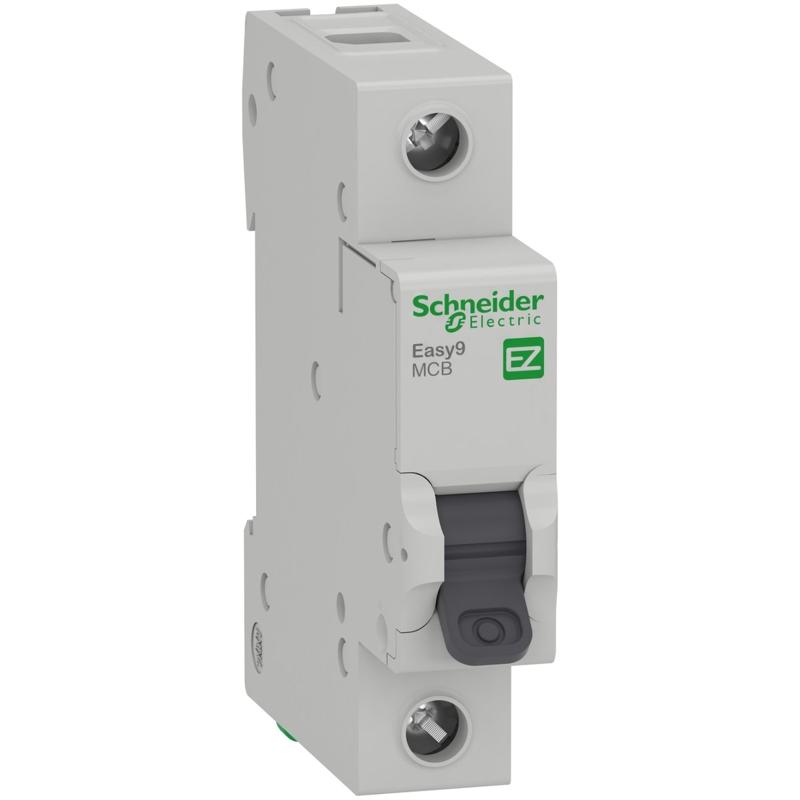 Schneider Electric Easy9 miniature circuit breaker, 1P, 10 A, C curve, 3 kA at 230 V AC, manufacturer catalog image
