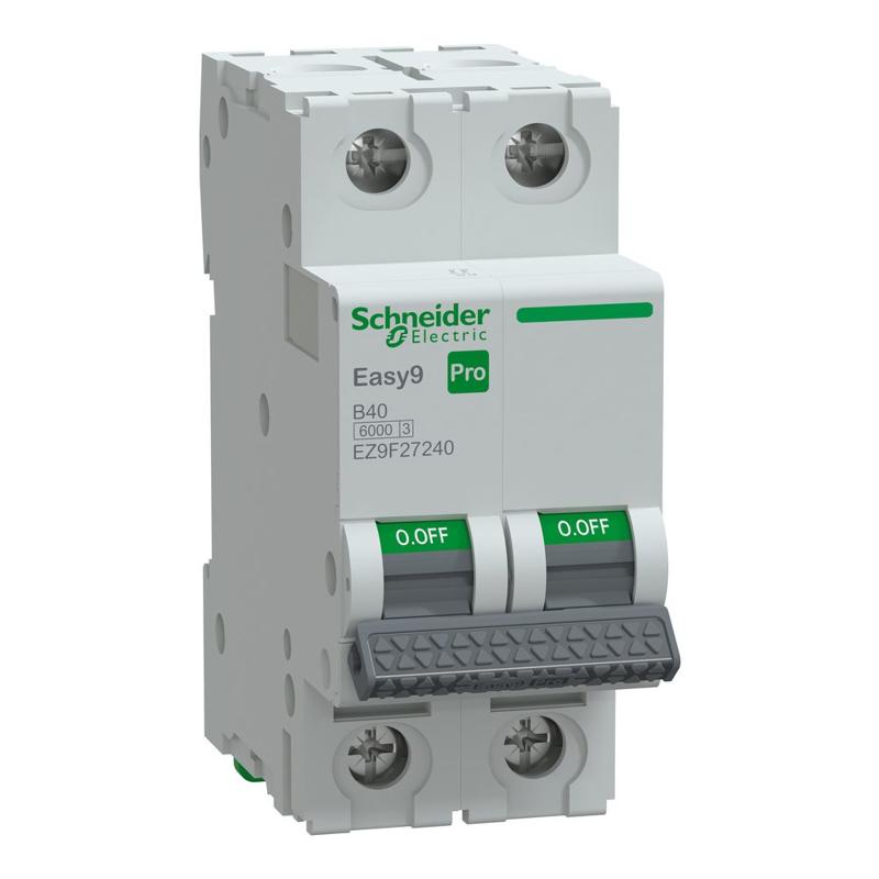 Schneider Electric Miniature Circuit Breaker(MCB), Easy9 Pro, 2P, 40A, B curve, 6000A(IEC/EN 60898-1), manufacturer catalog image