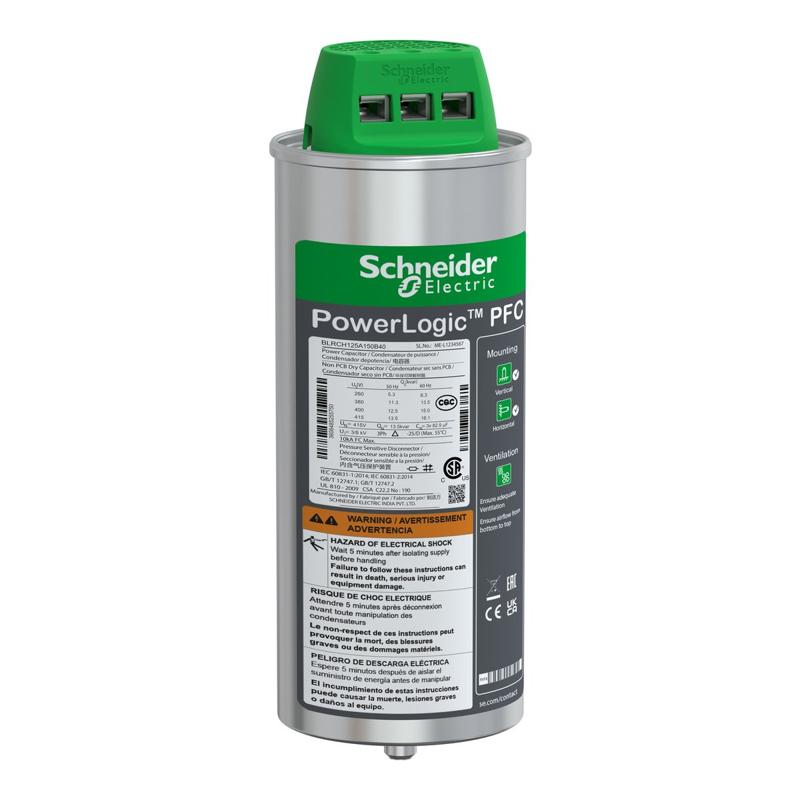 Schneider Electric VarPlus Can HDuty Capacitor - 12.5/15 kvar - 400 V - 50/60Hz, manufacturer catalog image