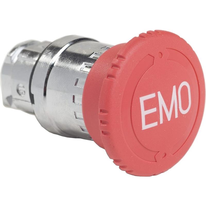 Schneider Electric red Ø40 Emergency stop,switching off head Ø22 trigger and latching turn release, manufacturer catalog image