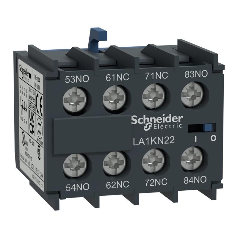Schneider Electric Auxiliary contact block, TeSys K, 2NO + 2NC, screw terminals, manufacturer catalog image
