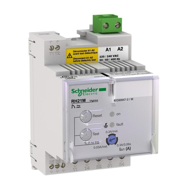 Schneider Electric Earth-leakage relay RH21M - 300 mA - 0.06 s - 24 V, manufacturer catalog image