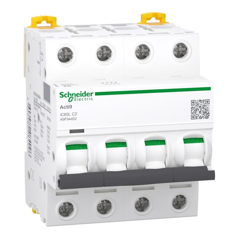 Schneider Electric iC60L - miniature circuit breaker - 4P - 2A - C curve, manufacturer catalog image