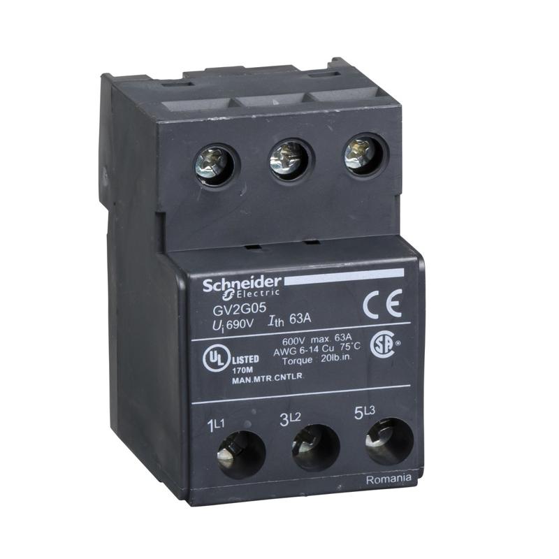 Schneider Electric TeSys GV2, TeSys D & TeSys U - terminal block - 3P - for GV1L3, manufacturer catalog image