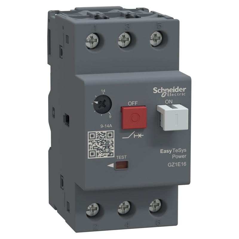 Schneider Electric Motor circuit breaker,Easy TeSys Power,GZ1E,AC-3,3P,9..14A,thermal magnetic trip, manufacturer catalog image