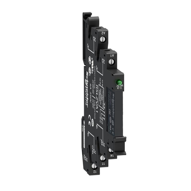Schneider Electric Slim interface relay pre-assembled, 6 A, 1 CO, LED, protection module, screw connector, 230 V AC, manufacturer catalog image