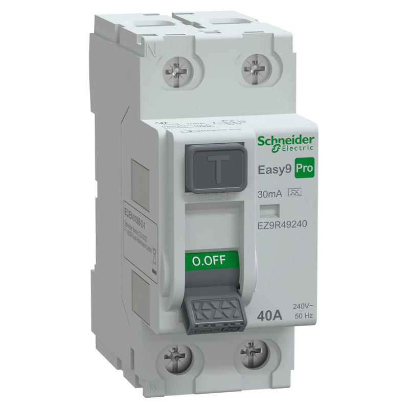 Schneider Electric Residual current circuit breaker(RCCB), Easy9 Pro, 2P, 40A, A Type, 30mA, manufacturer catalog image