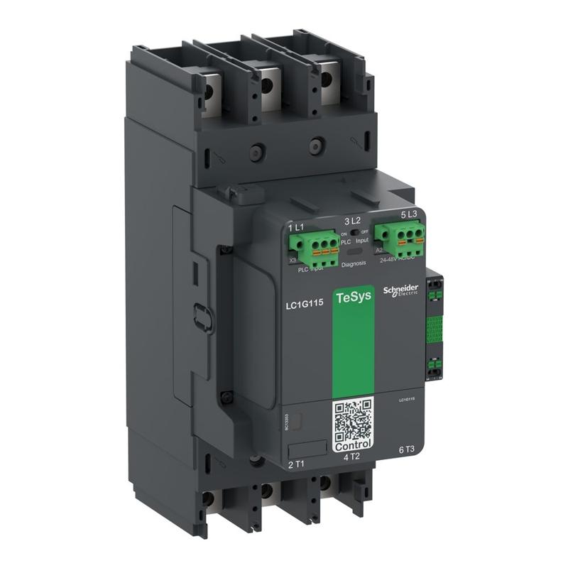 Schneider Electric High power contactor, TeSys Giga, 3 pole (3NO), AC-3 <=440V 225A, advanced version, 200…500V wide band AC/DC coil, manufacturer catalog image