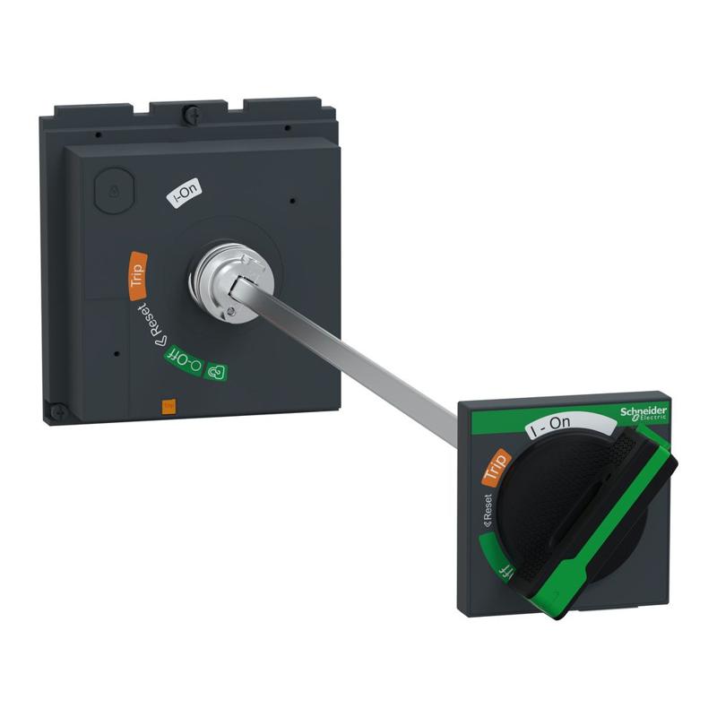 Schneider Electric Extended rotary handle, ComPacT NSX400/630 withdrawable, black handle, telescopic shaft length 272mm to 600mm, IP55, manufacturer catalog image