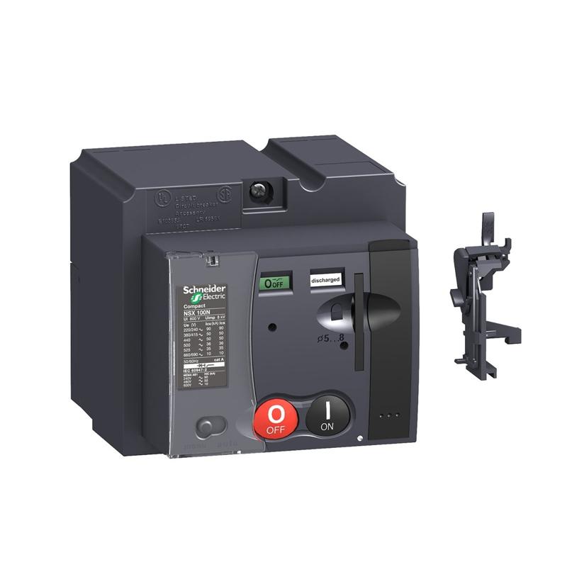 Schneider Electric motor mechanism, MT 100/160, Compact NSX100/160, PowerPact Multistandard H, 220 to 240 VAC 50/60 Hz, 208 to 277 VAC 60 Hz, manufacturer catalog image