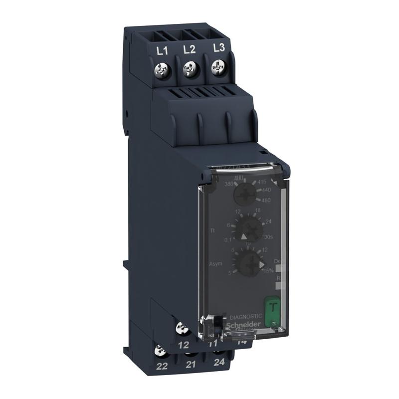 Schneider Electric three-Phase Asymmetry control relay 380…480Vac, 2 C/O, manufacturer catalog image