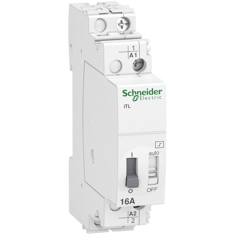 Schneider Electric impulse relay iTL - 1P - 1NO - 16A - coil 110 VDC - 230...240 VAC 50/60Hz, manufacturer catalog image