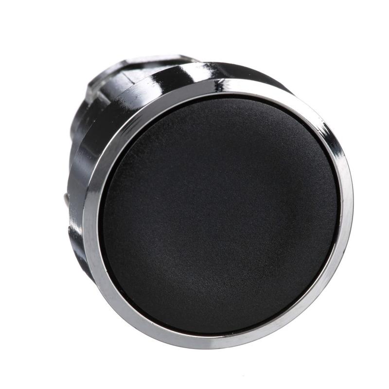 Schneider Electric black flush pushbutton head Ø22 spring return unmarked, manufacturer catalog image