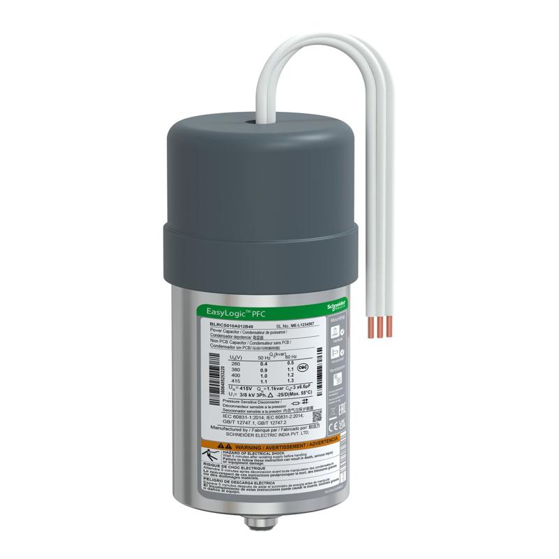 Schneider Electric EasyLogic PFC Capacitor standard duty capacitor, 0.9 kvar 380 V 50 Hz, manufacturer catalog image