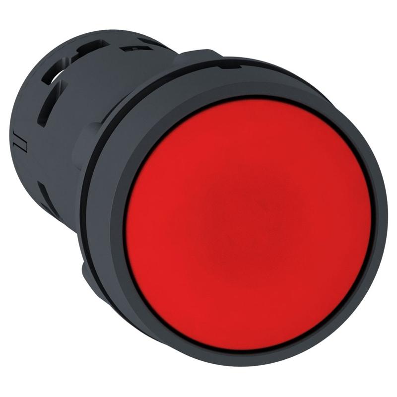 Schneider Electric Monolithic push button, plastic, red, Ø22, spring return, unmarked, 1 NO + 1 NC, manufacturer catalog image