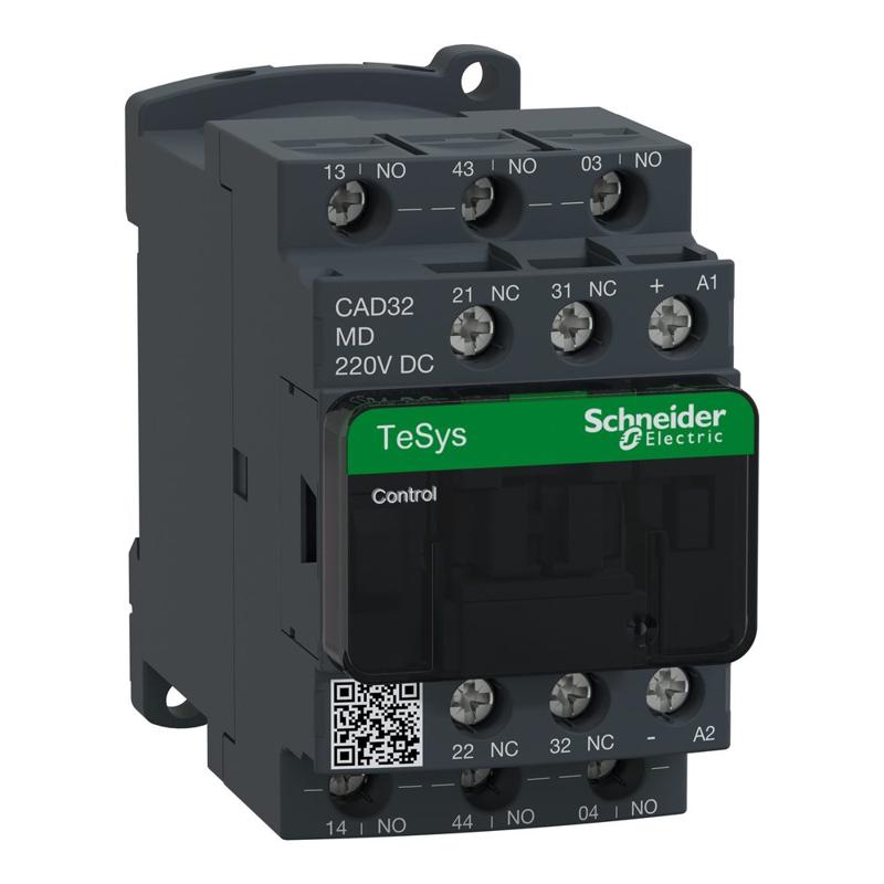 Schneider Electric TeSys D control relay - 3 NO + 2 NC - <= 690 V - 220 V DC standard coil, manufacturer catalog image