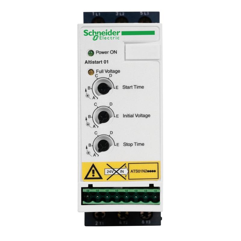 Schneider Electric soft starter for asynchronous motor, Altistart 01, ATS01, 6A, 380 to 415V, 1.5 to 3kW, manufacturer catalog image