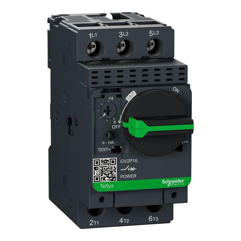 Schneider Electric Motor circuit breaker, TeSys GV2, 3P, 9-14 A, thermal magnetic, screw clamp terminals, manufacturer catalog image
