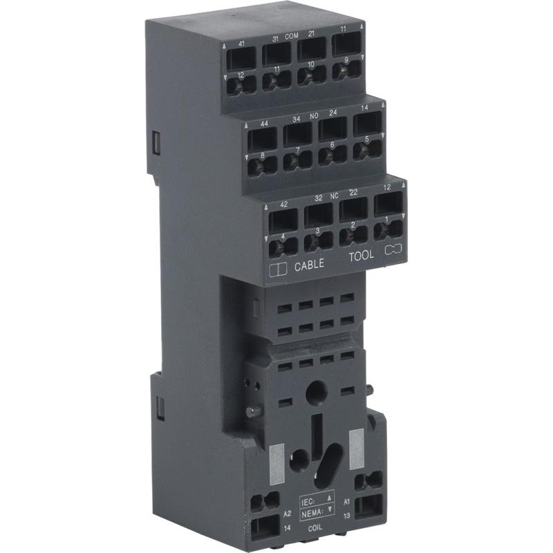 Schneider Electric socket RXZ - separate contact- 12/6 A - < 250 V - Push and Stay - for RXM2/RXM4, manufacturer catalog image