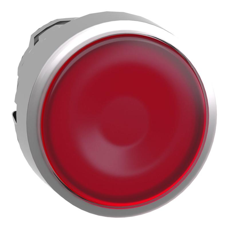 Schneider Electric red flush illuminated pushbutton head Ø22 spring return for integral LED, manufacturer catalog image