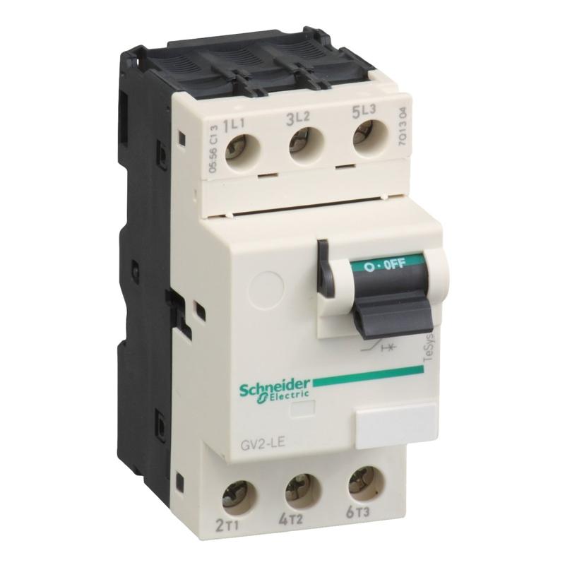 Schneider Electric Motor circuit breaker, TeSys GV2, 3P, 1.6 A, magnetic, toggle control, screw clamp terminals, manufacturer catalog image