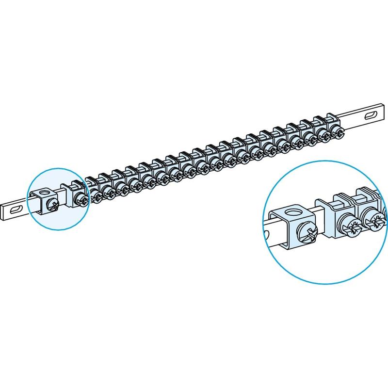 Schneider Electric EARTH BAR 35²/40 CLAMPS L450 LINERGY TB, manufacturer catalog image