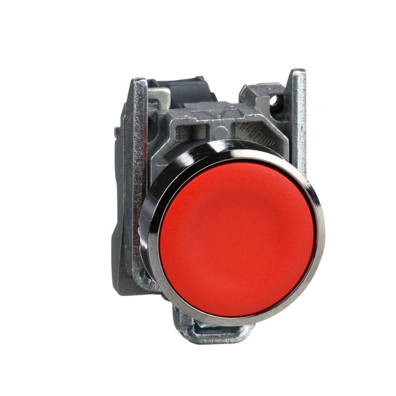 Schneider Electric Push button, metal, flush, red, Ø22, spring return, unmarked, 1NC, manufacturer catalog image