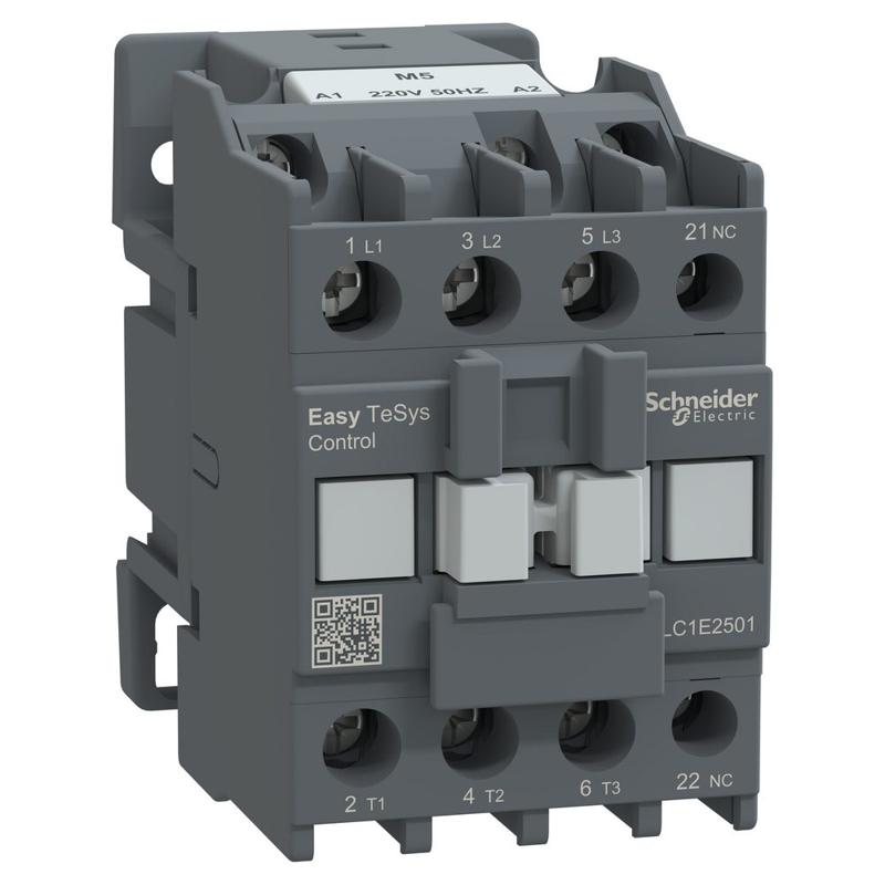 Schneider Electric EasyPact TVS contactor 3P(3 NO) - AC-3 - <= 440 V 25A - 220 V AC coil, manufacturer catalog image