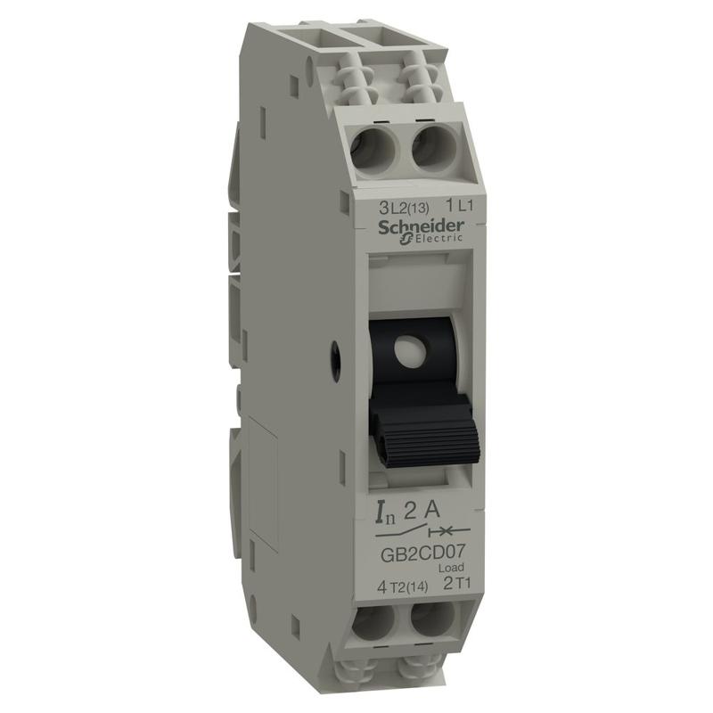 Schneider Electric Thermal magnetic circuit breaker, TeSys GB2, 1P+N, 2 A, Icu 15 kA@240 V, manufacturer catalog image