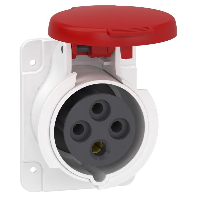 Schneider Electric PratiKa socket - screw - straight - 16A - 3P + E - 380...415 V AC - panel, manufacturer catalog image