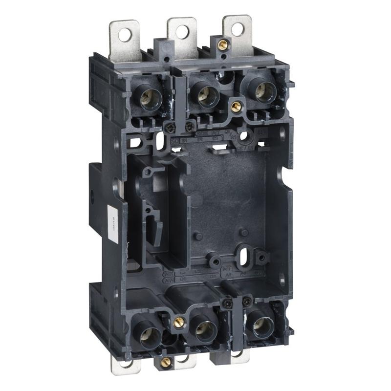 Schneider Electric plug in base, ComPact NSX 100/160/250, front/rear connected, 3 poles, manufacturer catalog image