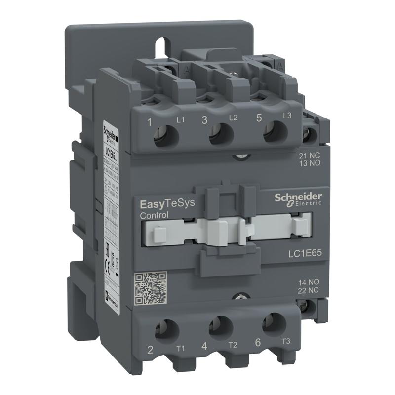Schneider Electric Easy TeSys contactor 3P(3 NO) - AC-3 - <= 440 V 65A - 220 V AC coil, manufacturer catalog image