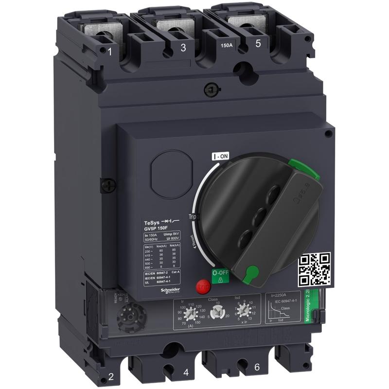 Schneider Electric Motor circuit breaker, TeSys GV5, 3P, 150A, Icu 36kA, thermal magnetic, manufacturer catalog image